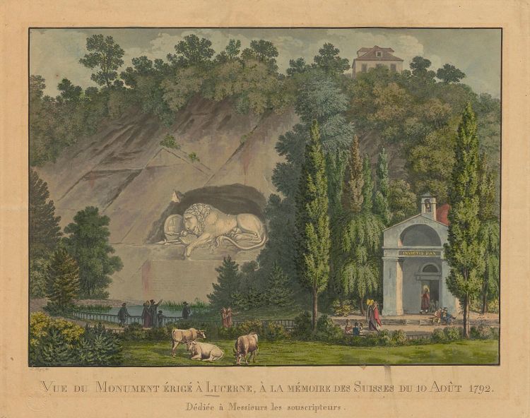 Ill. 5: Lion Monument and the former summer residence of Carl Pfyffer, after 1821
