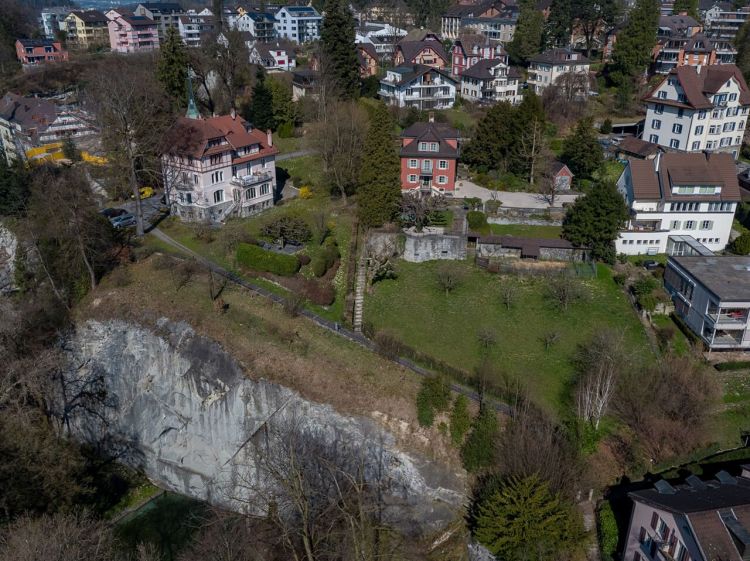 Abb. 4: Löwendenkmal im Garten der ehemaligen Sommerresidenz von Carl Pfyffer (rotes Haus), 2019